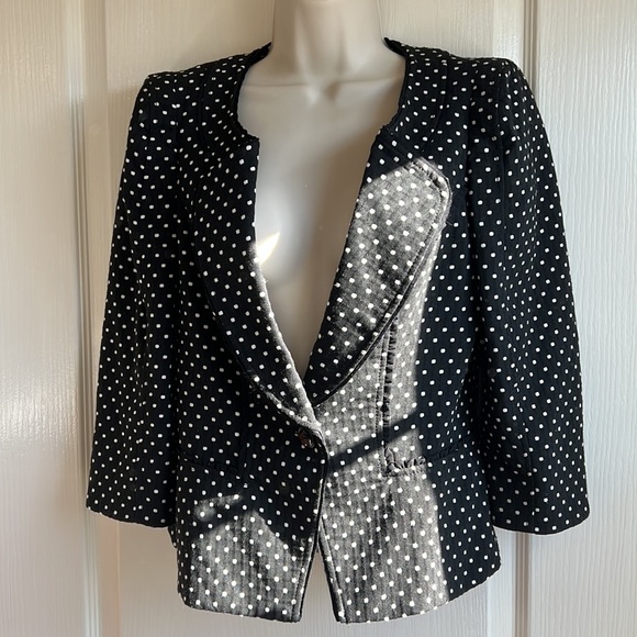 White House Black Market Black with White Polka Dot Jacket - Picture 3 of 8